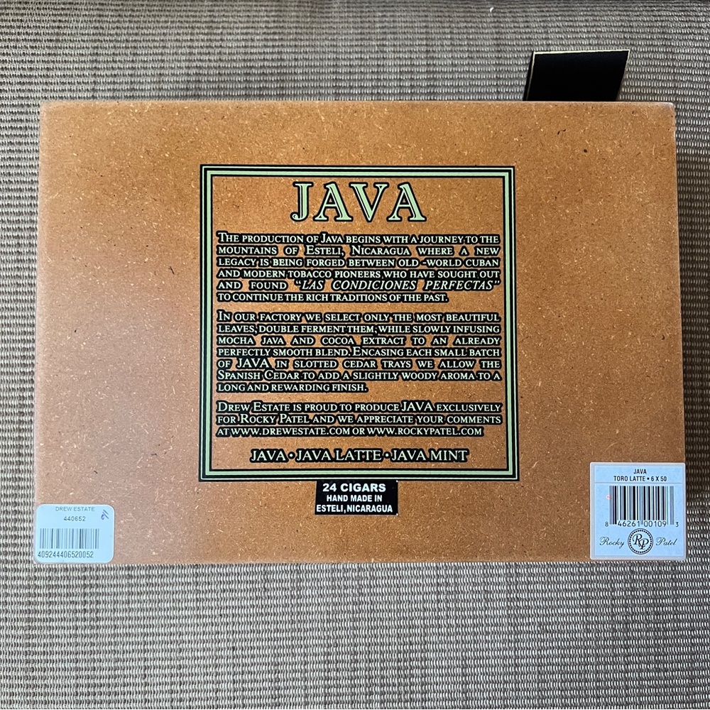 Java by Drew Estate Empty Cigar Box – Java Toro Latte - Picture 3 of 4